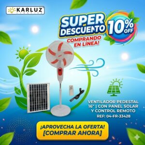 Ventilador De Pedestal 16p Con Panel Solar Saco