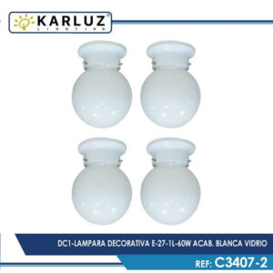 Lampara Decorativa E 27 1l 60w Acab. Blanca Vidrio | Karluz Deco