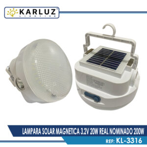Lampara Solar Magnetica 3.2v 20w Real Nominado 200w | Karluz Deco